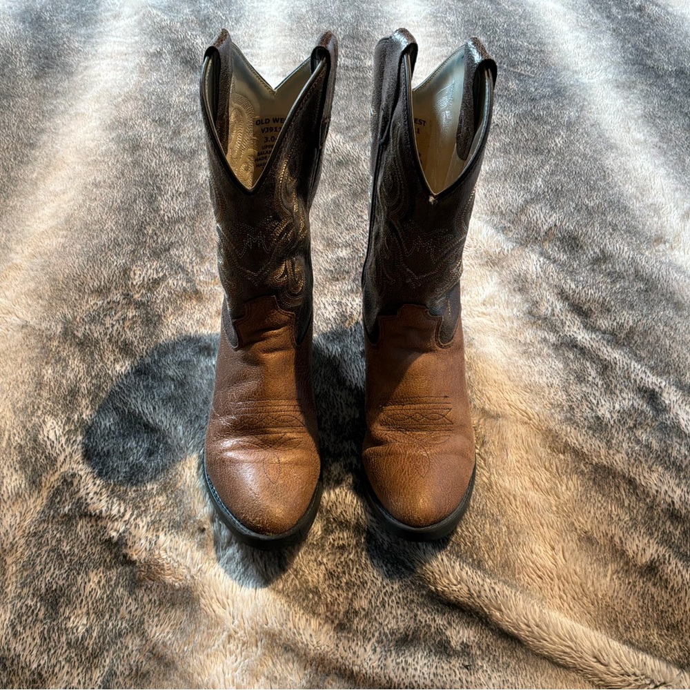 Old West Tan Leather Heeled Boots